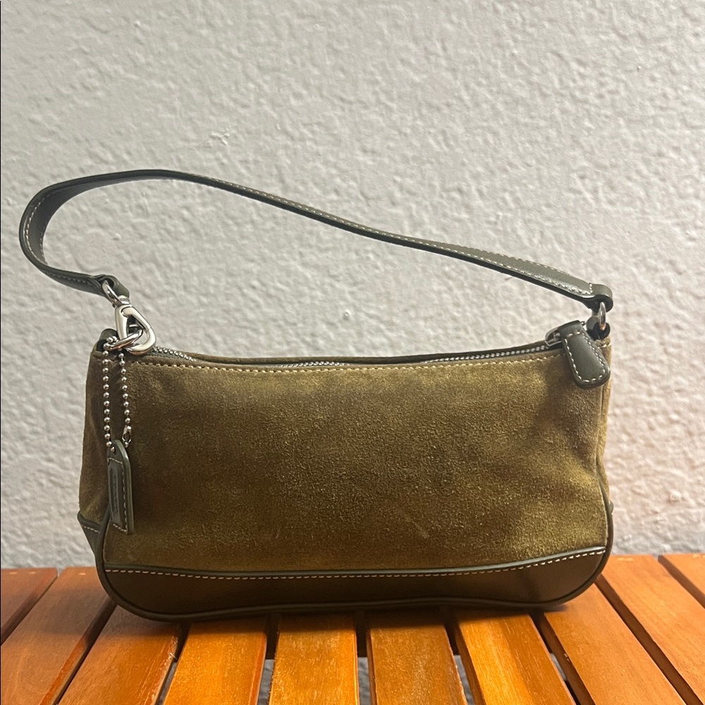 Coach Olive Green Suede Mini Bag